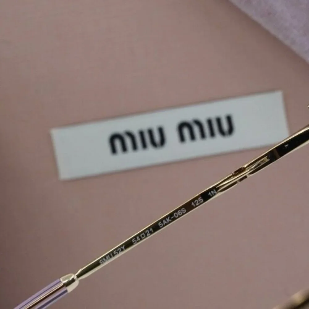 Miu Miu MU52YS 5AK06S Oval Sunglasses – Gold - Picture 10 of 13